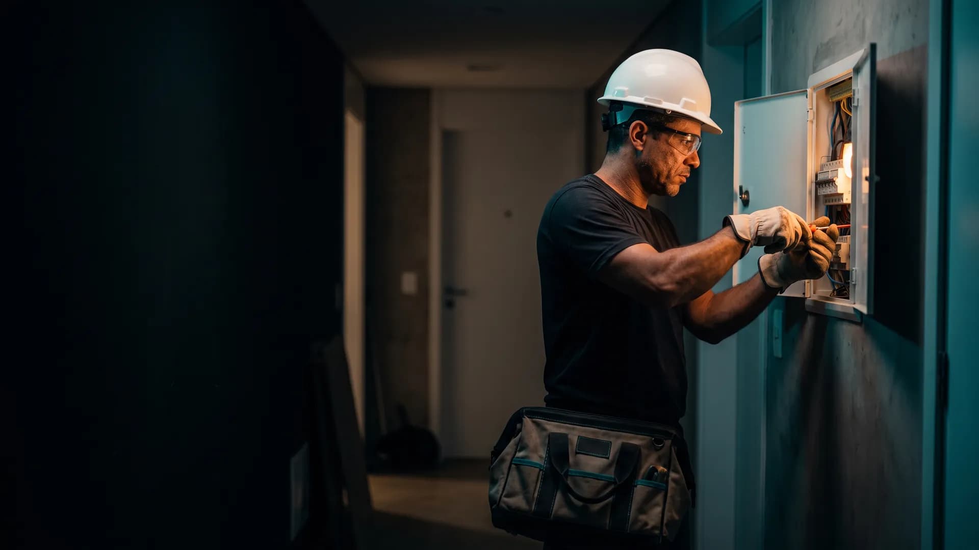 Profissional em eletricista profissional no dia a dia do ofício — instalações residenciais e prediais com segurança e norma